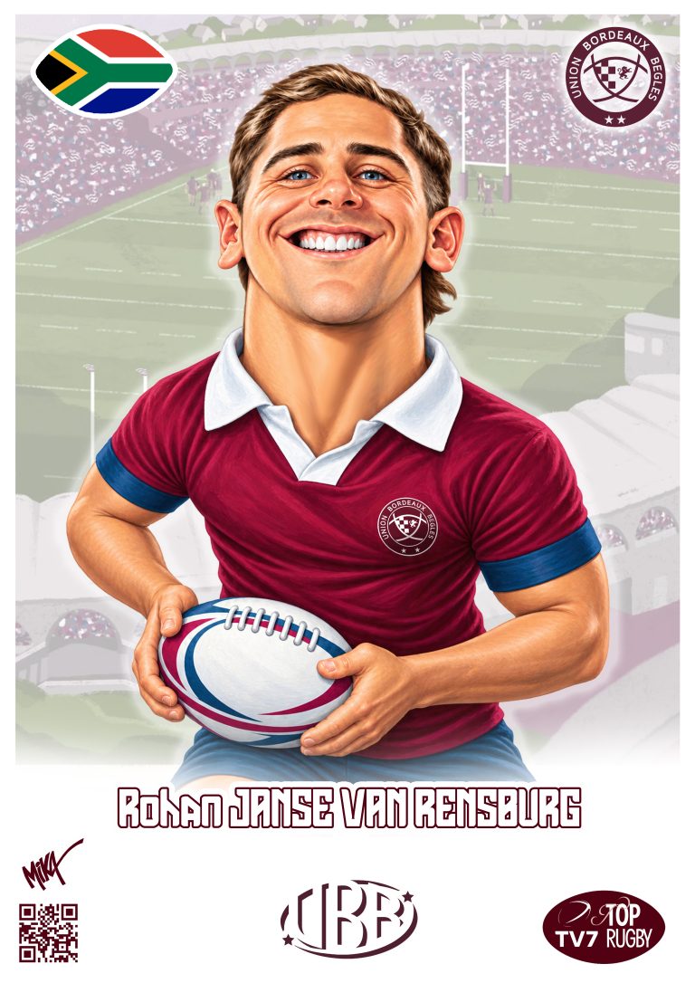 Caricature de Rohan Janse van Rensburg par Mika